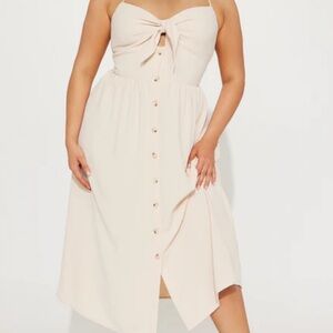 Fashion Nova Cream Button-Down Maxi Dress